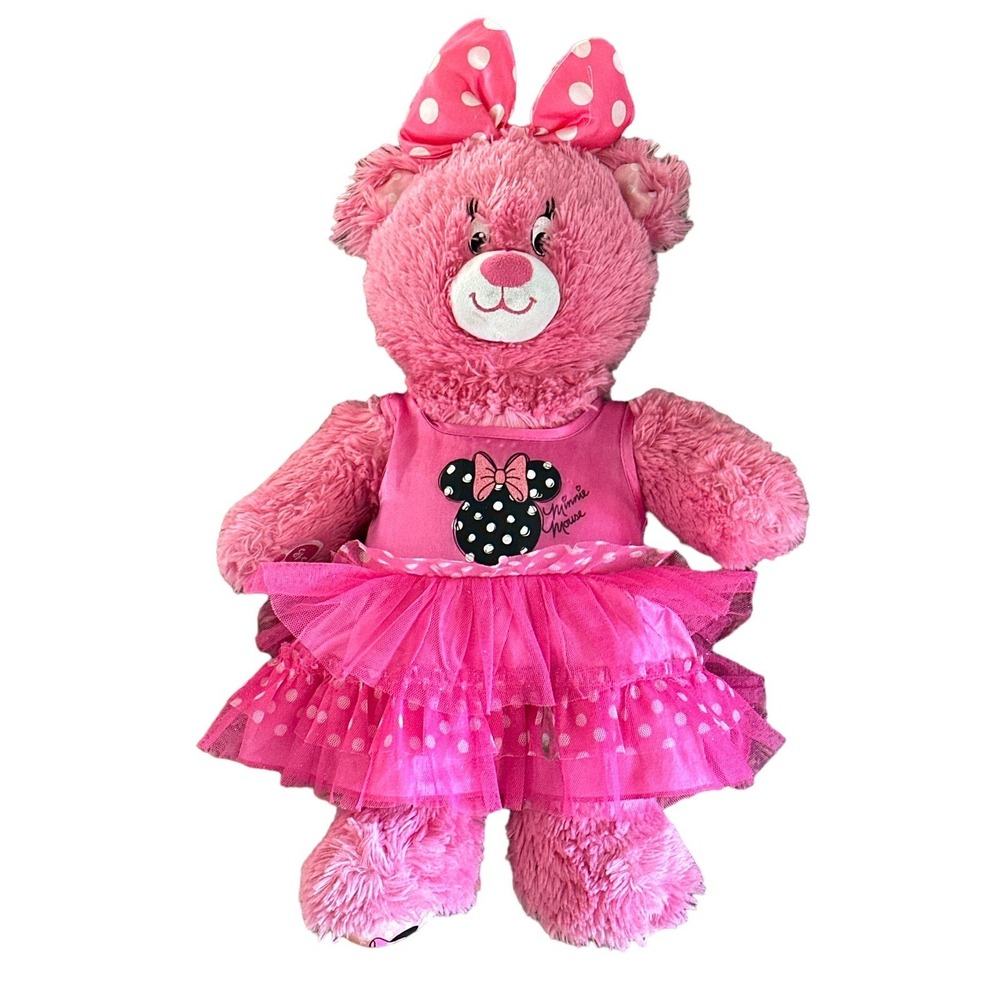Build A Bear Disney Minnie Mouse Pink Teddy Bear Plush With Minnie‎ Mouse Dress